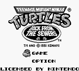 Teenage Mutant Ninja Turtles II Back from the Sewers back cover for GameBoy